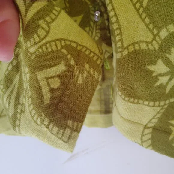 Charlotte Tarantola wool blend novelty print cardigan sweater Sz S - Picture 12 of 12